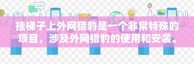 挂梯子上外网猎豹是一个非常特殊的项目，涉及外网猎豹的使用和安装。以下是详细的步骤和考虑